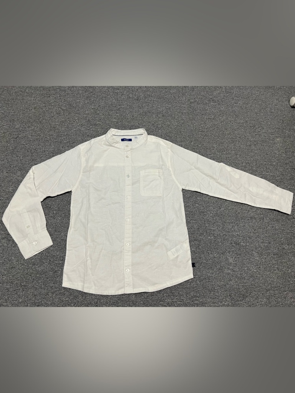Kid’s White Grandad Collar Button-Up Shirt